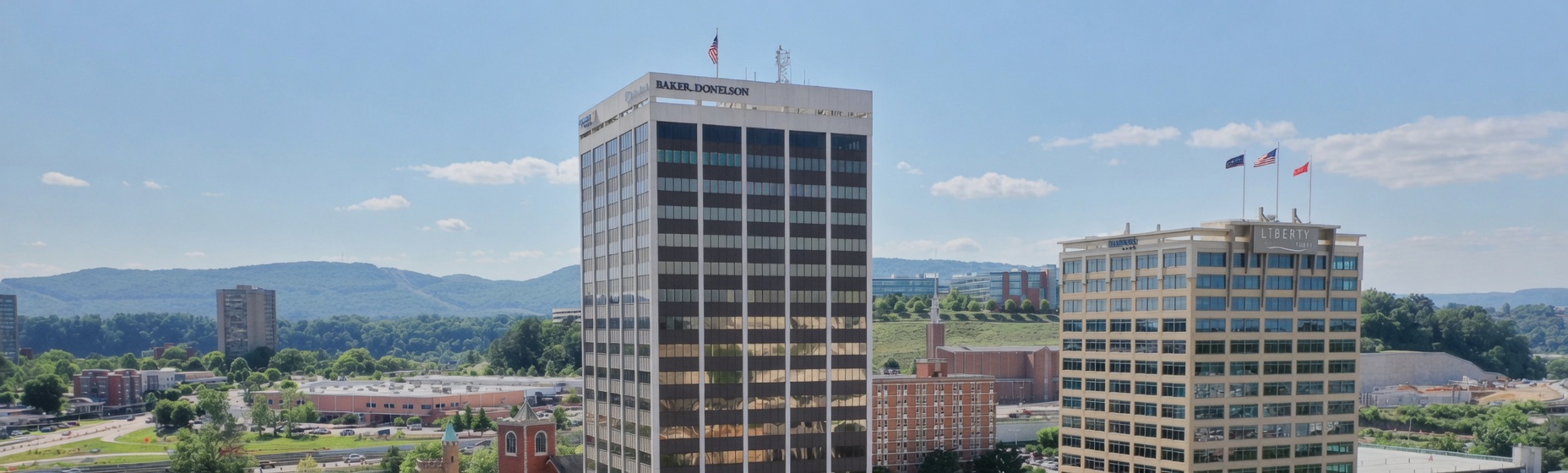 Republic Centre at 633 Chestnut St, Chattanooga, with the ridges behind downtown.