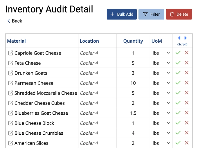 Gimbal Inventory Management Screen